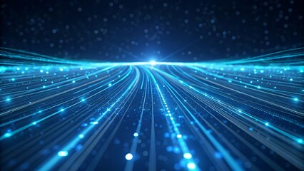 Fototapete - Abstract digital data stream, glowing lines, futuristic technology background