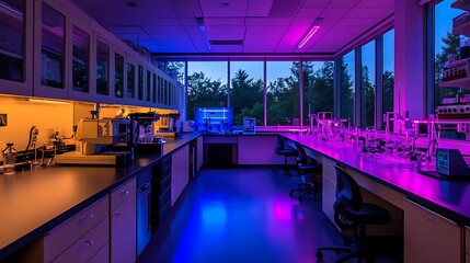 Poster - a high-tech lab with advanced sensors for studying atmospheric changes and pollution