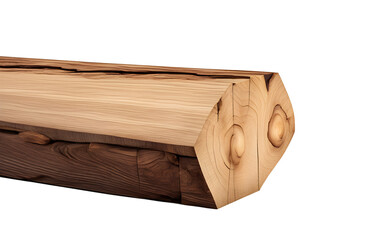 Aufkleber - A thick wooden beam with a natural grain, isolated on a empty plain background