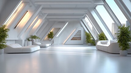 Poster - Spacious room with abundant natural light streaming through multiple large creating a bright atmosphere