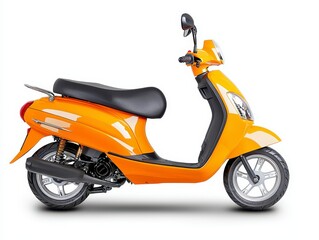  Contemporary orange scooter with a smooth matte finish displayed in a stylish side view against a white background