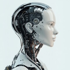 Poster - Futuristic Robot Profile with Intricate Mechanical Details