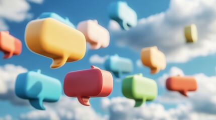 Aufkleber - A collection of colorful speech bubbles overlapping each other in various sizes and shades creating a fun visual