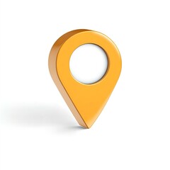 Poster - 3D Orange Map Pointer Icon Illustration: Location Pin Graphic for Navigation, Travel, and Place Marking on White Background