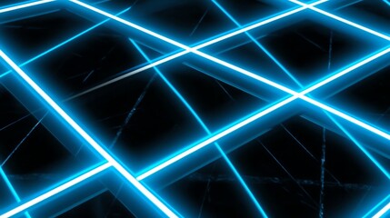 Poster - Abstract Neon Lines Background with Geometric Shapes and Glowing Light