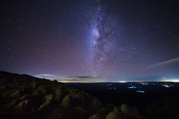 Wall Mural - milky way galaxy with knob stone ground is name lan hin pum viewpoint at phu hin rong kla national p
