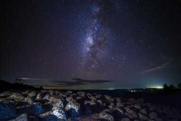 Wall Mural - milky way galaxy with knob stone ground is name lan hin pum viewpoint at phu hin rong kla national p