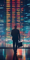 Poster - A man in a suit is standing in front of a building with a briefcase in his hand