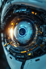 Poster - Close-Up View of Futuristic Robotic Eye with High-Tech Details