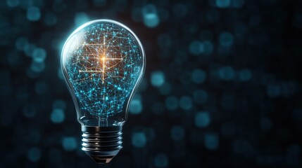 Poster - Innovative light bulb with a network of connected lines representing modern technology and communication