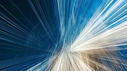 Poster - Abstract Light Trails Radiating Outward in a Modern Blue and White Design