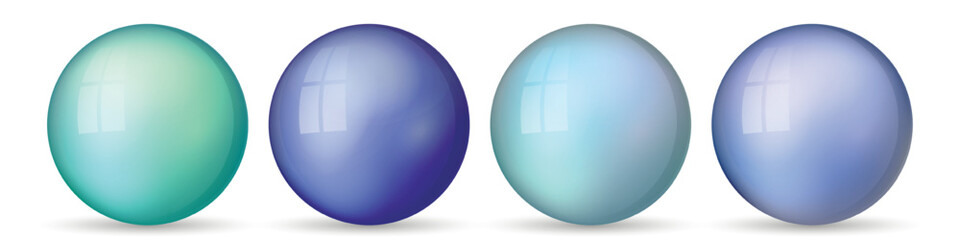 Wall Mural - set with glass colorful balls. glossy realistic ball, 3d abstract vector illustration highlighted on