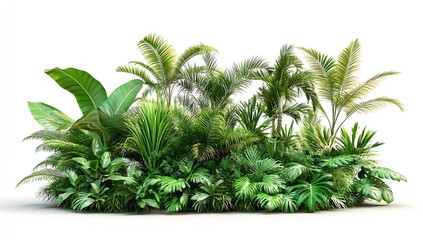 Poster - Lush tropical foliage featuring a vibrant mix of palm leaves and greenery perfect for a relaxing nature setting : Generative AI