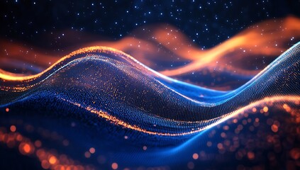Poster - Stunning digital landscape with colorful waves and a touch of cosmic stars in the background : Generative AI