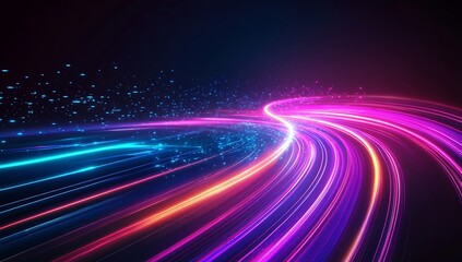 Leinwandbilder - Bright and Colorful Light Trails Creating Dynamic Motion in a Futuristic Space : Generative AI