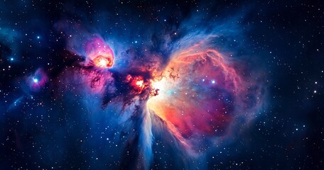Poster - Stunning cosmic nebula showcasing vibrant colors and intricate structures shining in the depths of space : Generative AI