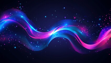 Poster - Glowing waves of colorful light and sparkling particles creating a dreamlike effect : Generative AI