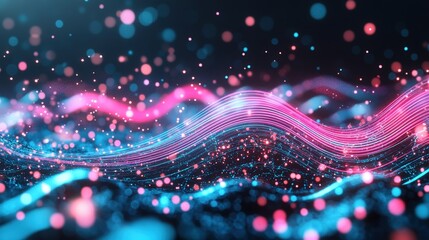 Aufkleber - Mesmerizing wave of light flowing gracefully with dynamic patterns and colors creating a stunning visual experience