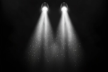 Leinwandbilder - High contrast artistic lighting effect with beams illuminating dust particles in the air : Generative AI