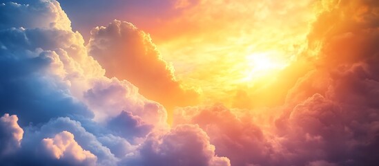 Poster - Stunning Sunrise Over Dramatic Clouds Creating a Whimsical Sky Scene : Generative AI