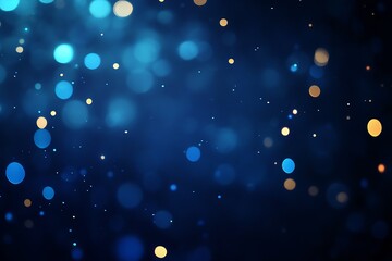 Fototapete - Beautiful bokeh background with sparkling blue and gold lights for festive and creative design projects : Generative AI