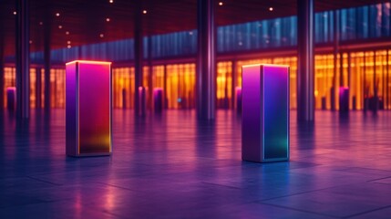Poster - Room decorated in shades of purple and blue creating a unique and contemporary atmosphere for relaxation and style
