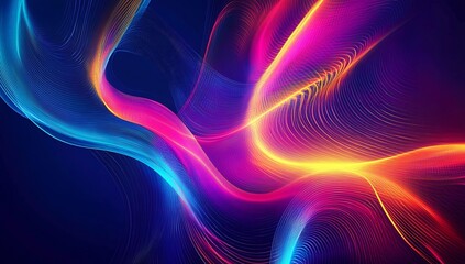 Leinwandbilder - Colorful Flowing Abstraction in Pink Blue and Orange with Smooth Gradients : Generative AI