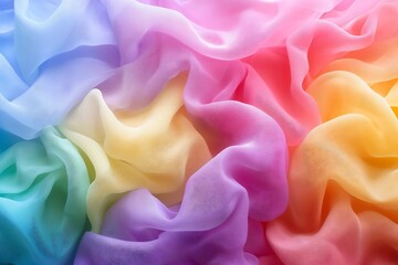 Fototapete - Flowing silk fabric in a rainbow of colors creating a soft textured background for creative designs : Generative AI