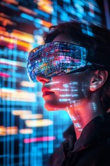 Poster - Immersive Visual Experience of a Woman Wearing Virtual Reality Goggles