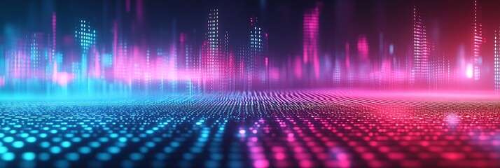 Poster - Mesmerizing abstract visual of glowing dots and lines creating a dynamic digital scene filled with color and depth : Generative AI
