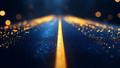 Fototapete - Enchanting road view with glowing lights and a captivating depth of field creates an inviting atmosphere : Generative AI