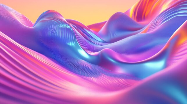 3D holographic waves of colors in an abstract dreamscape generative ai