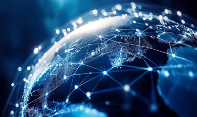 Poster - High-tech digital globe representation with illuminated network connections embodying modern connectivity concepts : Generative AI