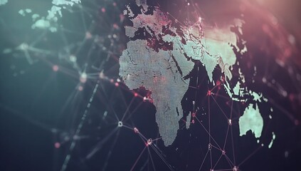 Poster - Stylish map of the world integrated with a web of connections symbolizing digital networking and innovation : Generative AI