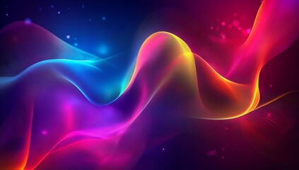 Leinwandbilder - Vivid and colorful waves of light in shades of pink and blue creating a stunning abstract display : Generative AI