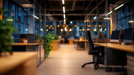 Poster - Spacious room featuring a lush green plant in the center creating a harmonious and inviting atmosphere