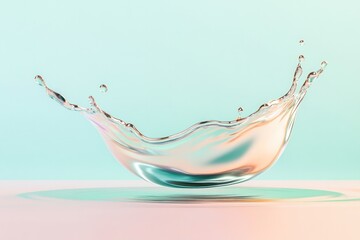 Poster - surreal liquid splash frozen in mid-air reflecting spectrum of metallic hues