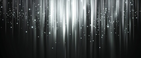 Poster - Stunning abstract background with sleek vertical lines of light and sparkling particles in black : Generative AI