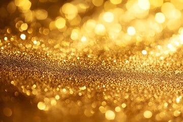Poster - Shimmering gold glitter background with soft highlights creating a dreamy and luxurious effect for visuals : Generative AI