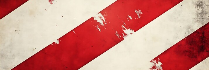 Leinwandbilder - Distressed red and white hazard pattern on grunge background for creative projects : Generative AI