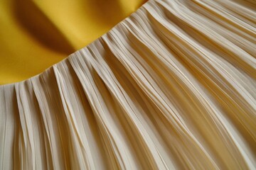Aufkleber - Pleated fabric in shades of yellow displayed on a textured surface emphasizing design details and craftsmanship
