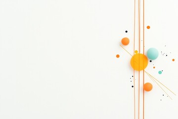 Poster - intertwined lines and scattered dots on plain white background create abstract composition