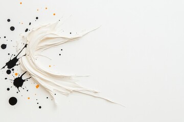 Poster - intertwined lines and scattered dots on plain white background create abstract composition