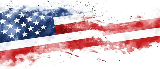 Aufkleber - Beautifully crafted watercolor depiction of the stars and stripes of the American flag with vibrant color splashes : Generative AI