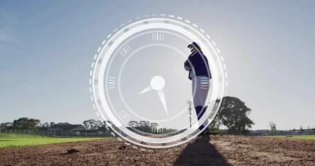 Poster - Baseball player on mound with circular digital animation overlaying scene