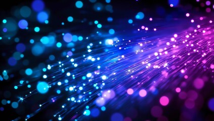 Leinwandbilder - Dynamic image showcasing brilliant blue and purple light streaks with glowing bokeh effects creating an energetic vibe : Generative AI