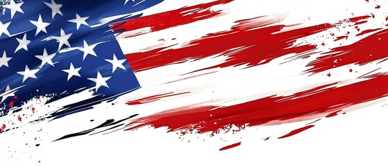Aufkleber - Abstract representation of the American flag with bold strokes and vibrant colors on a white background : Generative AI