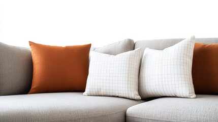 Poster - Cozy living room setup featuring a stylish couch with decorative pillows creating a warm and inviting atmosphere