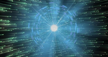 Poster - Animation showing glowing circular pattern with radiating lines in blue tones