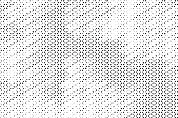 Poster - Triangular Halftone Texture Retro Wave Vector Geometric Technology Abstract Black and White Background. Half Tone Triangles Retro Colored Pattern. Minimal 80s Style Dynamic Tech Structure Wallpaper	